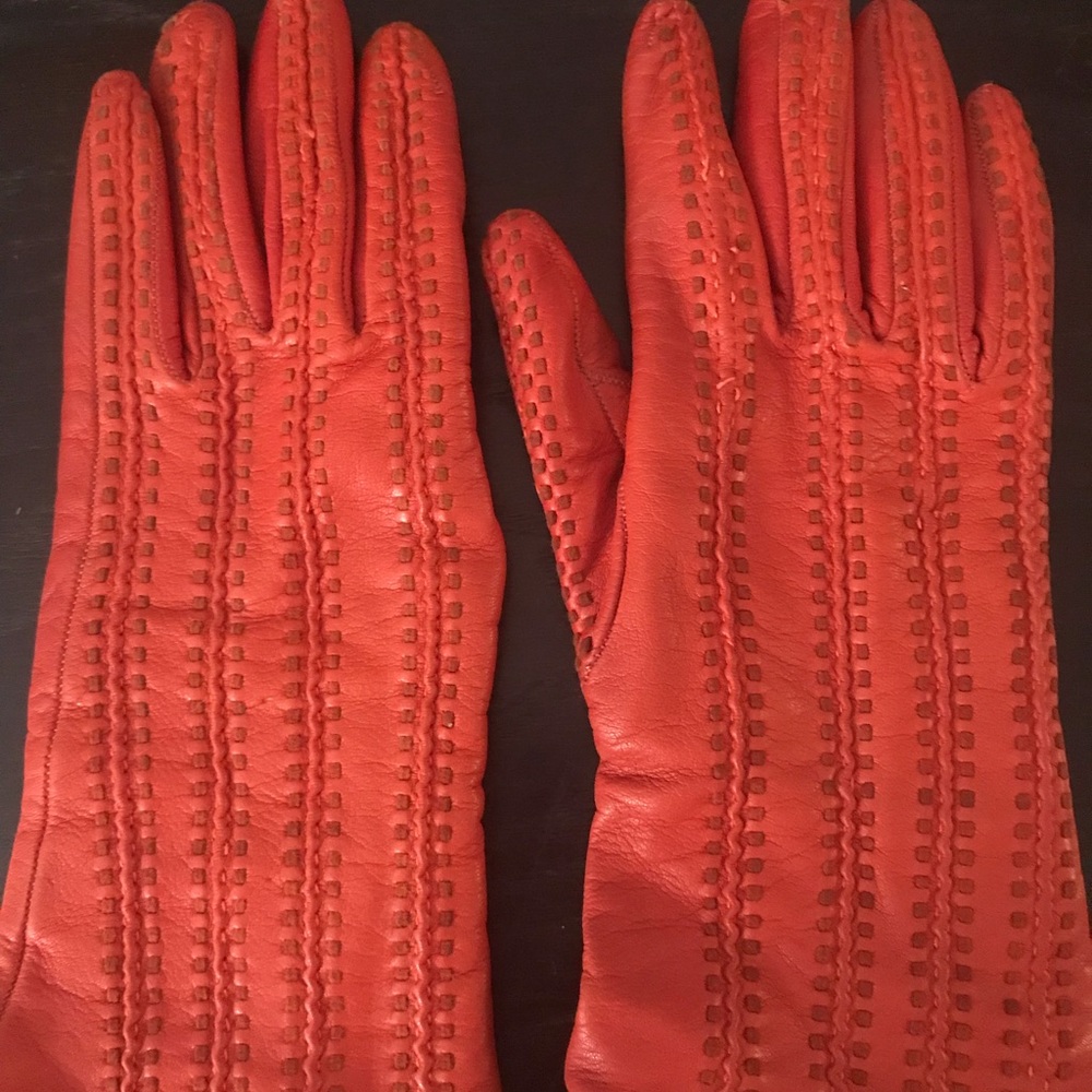 Cole Haan red leather gloves